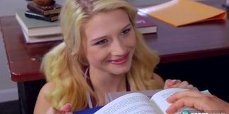 Cheerleader Aubrey Gold gets her pussy fucked and creampied