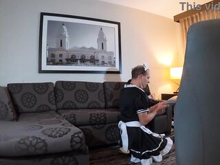 Sissy Maid Worships Mastix Feet and Sucks Ding-dong