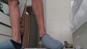 Personal trainer gets his big cock out in gym pants while you watch