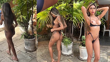 Make off Backstage from naked photoshoot with petite Busty Skinny Brazilian Teen