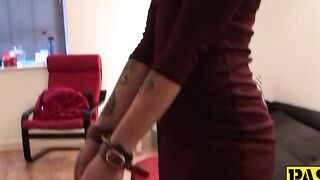 Big Boob Babe in Leather Bondage Fetish Domination - Redhead Slut Gets Spanked Hard