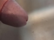 Close up of cock while pissing in the sink