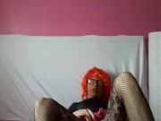Sissy very tight ass virgin dry dildo in with NO lube!