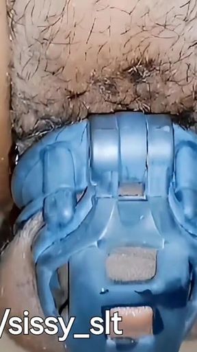 Pissing in Chastity Cage