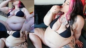 Fried Chicken, Fries & Belly Gurgles BBW FEEDEE STUFFING