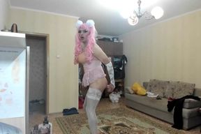 sweet slut with a nice dick and high heels