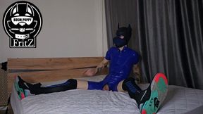 a friend came home from work and decided to relax and ended up fucking his latex-clad friend