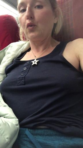 Almost got caught playing with my pussy on the train in my riskiest public wank video yet!   Clip 2