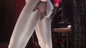 The Allure of Shiny White Pantyhose Layered on Black