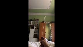 jerking off and shooting a thick load upward