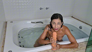 Fucking myself and Jack Off Instructions inside a hot tube JOI
