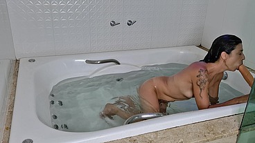 Fucking myself and Jack Off Instructions inside a hot tube JOI
