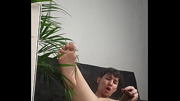 Twink Fucking His Ass with a Big Dildo and Jerking His Big Cock Until Cums