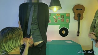 His wife plays poker and loses the bet, but then he buggers her and cums inside her.