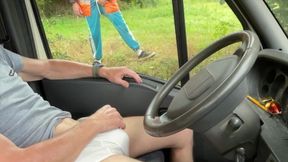 in a parking lot a truck a super hot guy