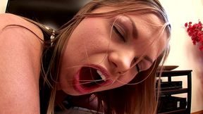 sabrina gets a mouth full of thick cum after a hardcore anal fuck