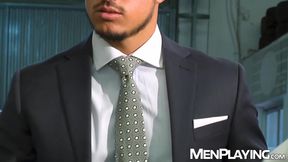 Hunky suited men Klein Kerr and Sunny Colucci mutually raw breeds hard