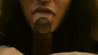 Sissy Natacha deepthroat BIG BLACK COCK and drink a good-sized fountain of jizm