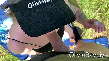 Olivia Bay riding a cock on the sunny day