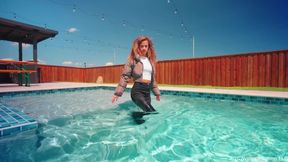 Jasmine Takes a Swim in a Jean Winter Outfit