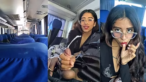 Pendeja with glasses makes me cum 2 times on the bus