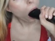 Trying out my new thrusting dildo! Watch how deep I can take it..