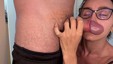 He cum in the deep throat and I cumming watching our own video.
