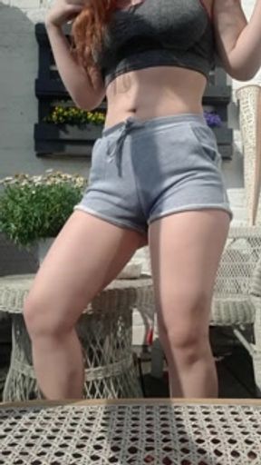 Pee desperation while taking care of flowers