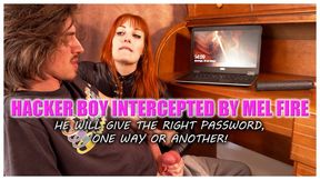Hacker boy intercepted by Mel Fire (1080 EN) - Interrogation - Female Domination - Humiliation - Eletroplay - Ballbusting