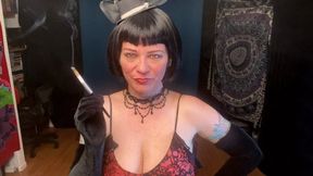 Gloves & the Holder - clip 2 in HD - Velvet Gloves - Cigarette Holder - Smoke RIngs - Slave Training