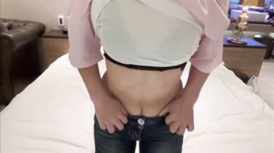 Sweaty post workout solo amateur Japanese masturbation