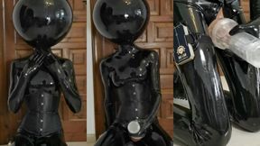 Latex ballhood fleshlight fuck