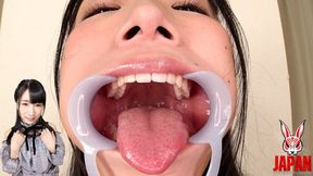 Saliva POV Hina Azumi’s tongue glistens—long, wet, and dripping spit onto your cock