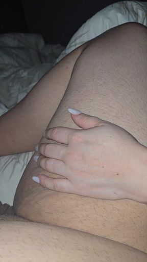 Step mom hand will slip on step son dick while is on his leg or not