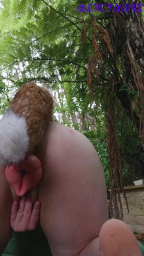 Pet play puppy gets plugged