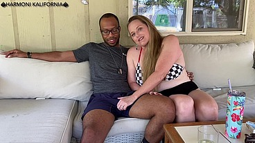 Harmoni Kalifornia Cuckolds her Husband Poolside with the Black Bull Experience