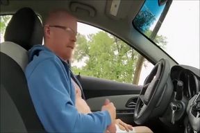 verbal dad jerks off in parked car