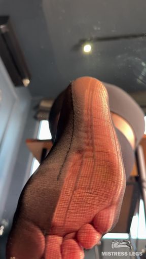 Watch Me Tease You with My Ripped Nylon Feet Through the Glass