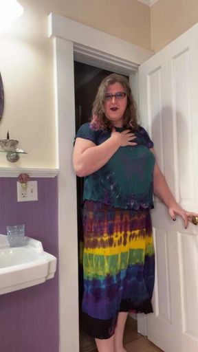 Trans MILF walks in on you and jerks off over your tiny cock