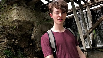 Hot Hunk Jerking his Big Dick (23cm) in Public Place near the Dam/ Teen Boy