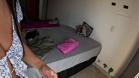 Latina young woman with big booty talks anal while showing off her wet snatch and big tits
