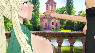 Balalaika gives a nice long deepthroat to a high ranking official's massive cock - SDT