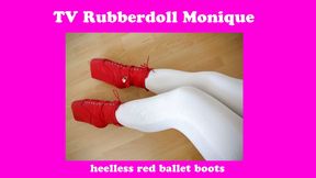 Rubberdoll Monique - heelless red ballet boots