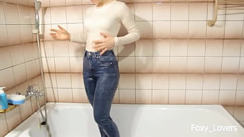 Clothed Shower in Tight Sexy Jeans