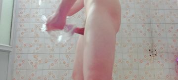 Horny Boy Gets Off in the Shower with a Toy Inside💦