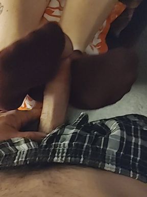 Naughty White Nike Sockjob Sock Handjob &amp; Dark Purple Sock Footjob