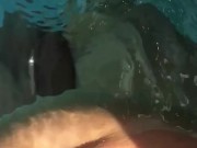 Swimming pool jet on my jiggling fat white thighs and pussy underwater feels gooood!