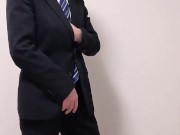 スーツリーマンの1週間分の精液放出オナニー！！勢いも量もすごい大量射精で手から漏れ出る【サンプル動画】