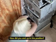 Stepsister got stuck, it was the only chance to stretch her tight pink holes