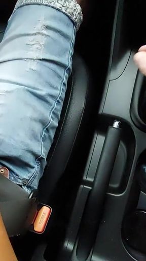 Thrilling moment from &quot;Horny stepmom wears high heels and short skirt and teases her stepson in the car&quot;
